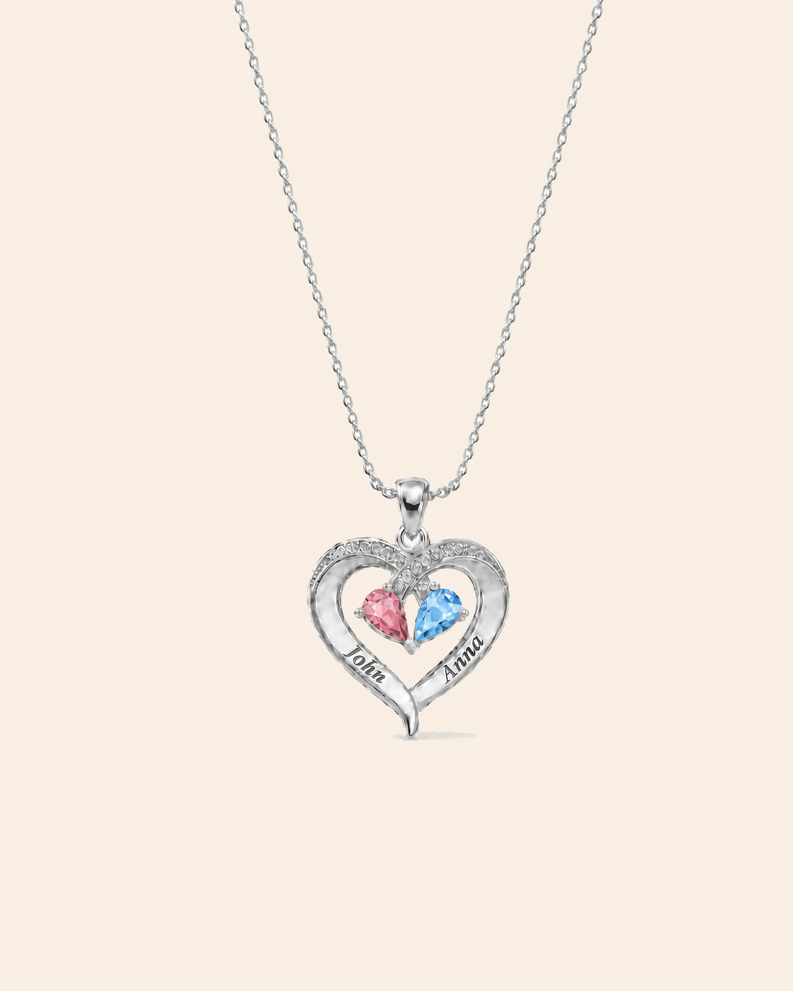 To My Wife — Birthstone Heart Necklace