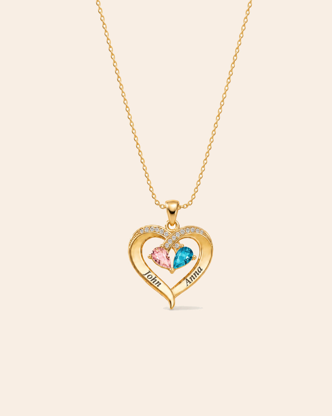 To My Wife — Birthstone Heart Necklace