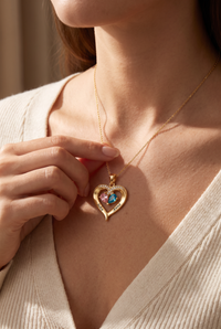 To My Wife — Birthstone Heart Necklace